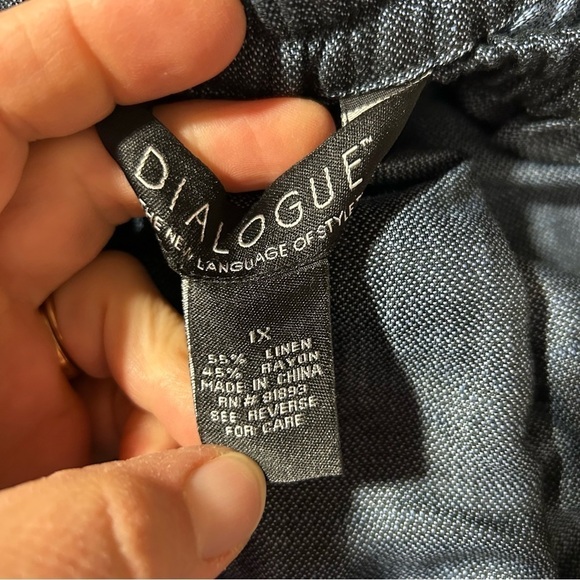 Dialogue Women’s Linen Blend Pants Size 1X Dk Blue EUC - Picture 2 of 3